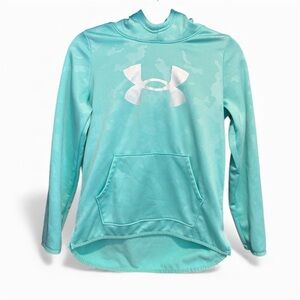 Under Armour Girls Aqua Teal Hoodie Youth Large Cozy Soft Sweatshirt Size L